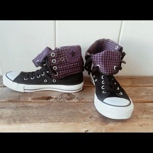 High top purple/plaid Converse